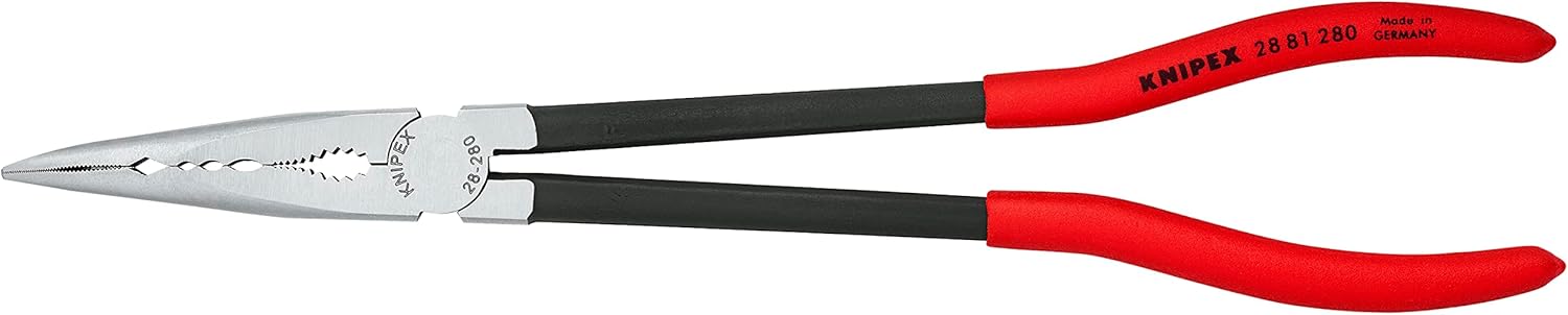 Knipex 28 81 280 Long Reach Needle Nose Pliers with transverse profiles angled 45°