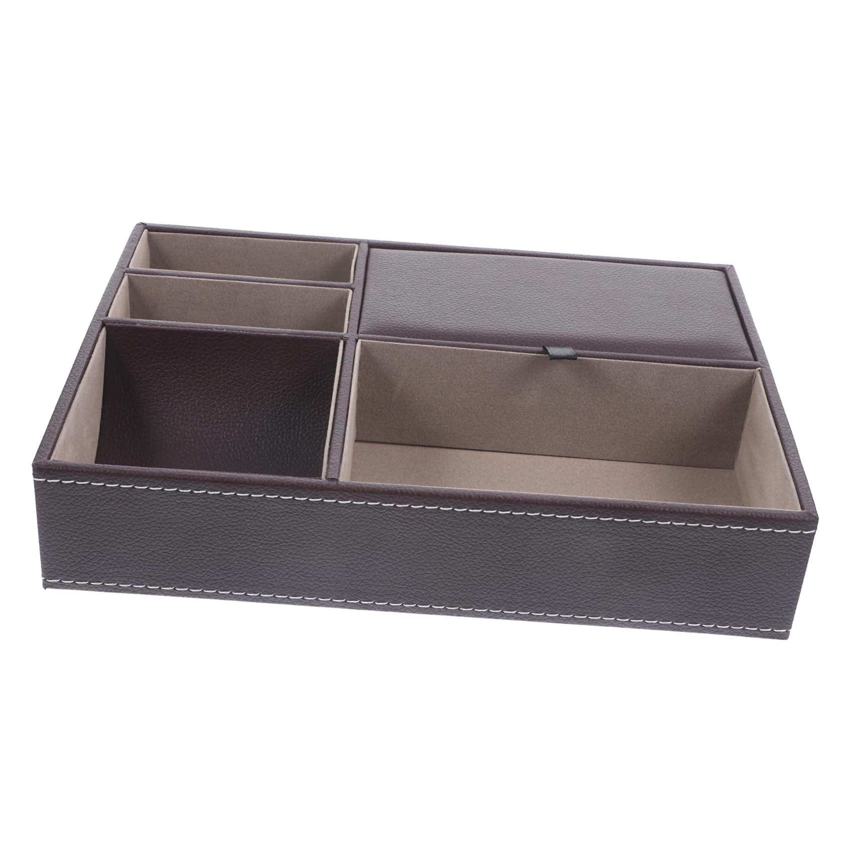 Boîte à bijoux rétro en cuir marron avec multi-compartiments pour montres