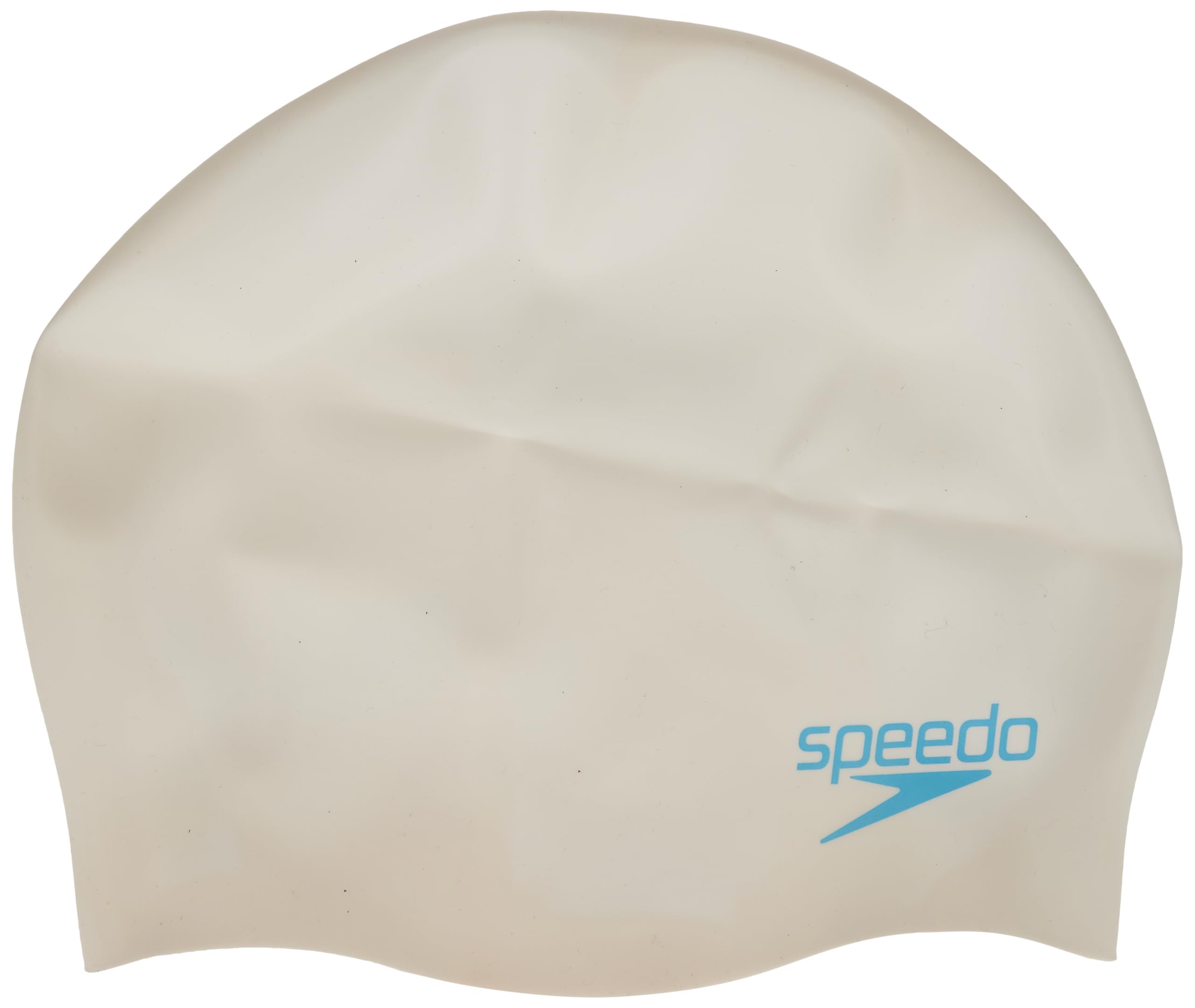 Speedo Plain Moulded Silicone Swimming Cap for Unisex Kids, One Size, White/Blue