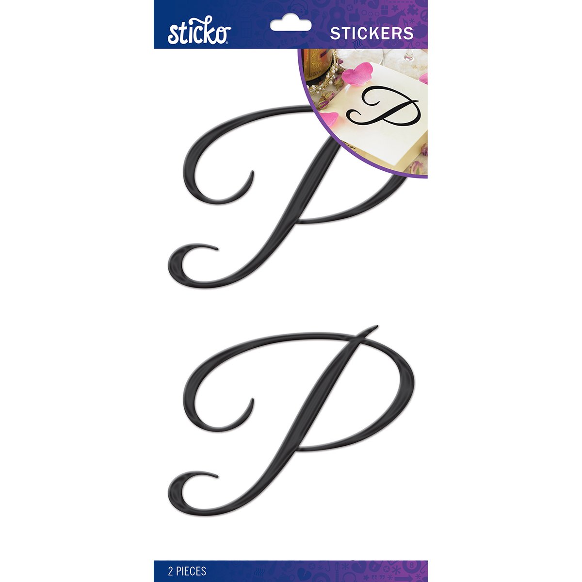 StickoSticko Elegant Black Foil Monogram Stickers-P, Other, Multicoloured