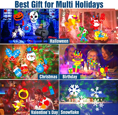 Christmas Lights Projector Outdoor,Holiday Lights Projector With Remote Control Timer, 26 Hd Effects (3D Ocean Wave & Patterns) Waterproof Landscape Lights For Halloween Xmas Party Garden Decorations #TOP4