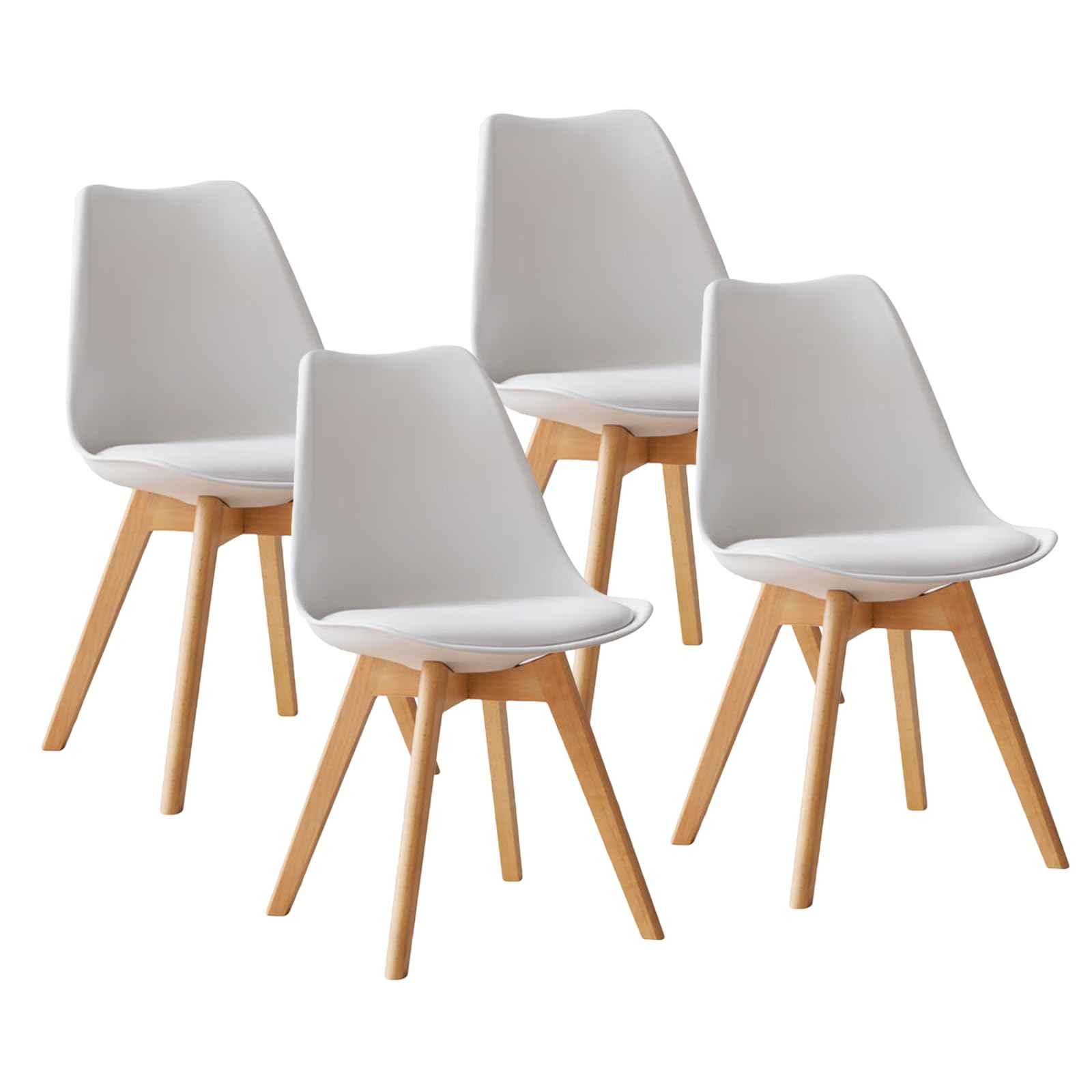Chaises de Salle à Manger Scandinave Lot de 4, Chaise de Cuisine, Idéal pour Salle à Manger, Salon, Chambre à Coucher (4, Blanc, Standard)