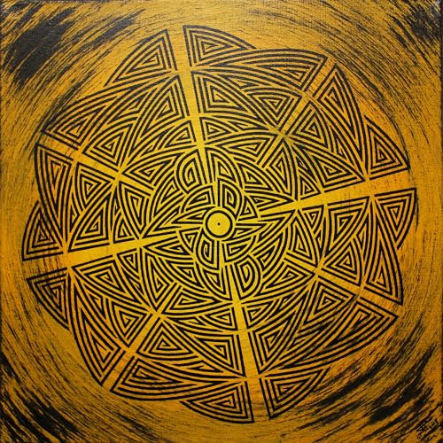 Tableau moderne Jaune tribal pour illuminer un mur sombre pièce sans lumière