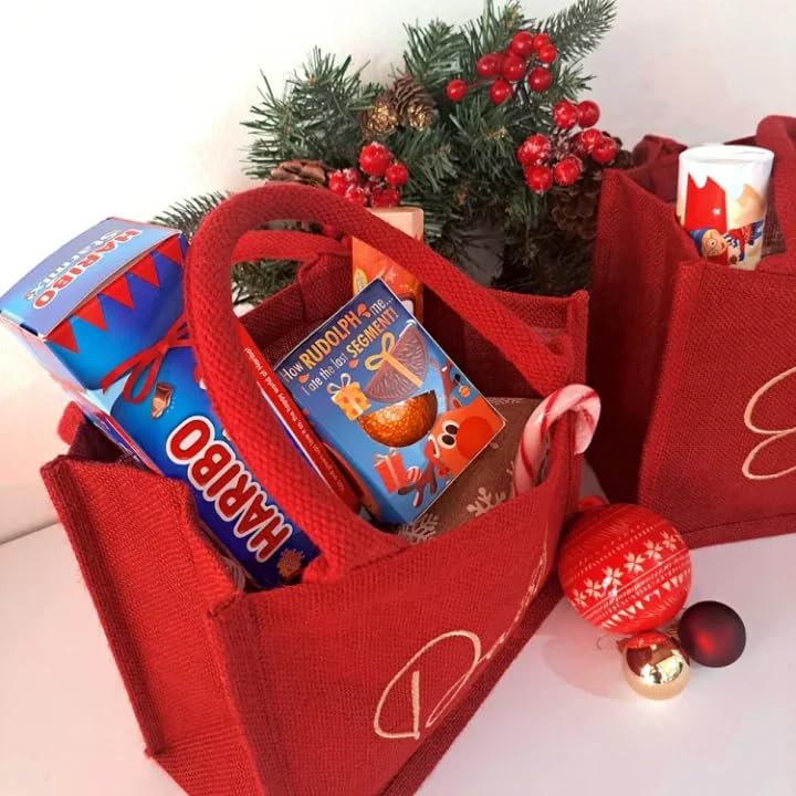 Personalized Christmas Gift Bag & Charm Holiday Gift Bags with Name Custom Christmas Party Bags, Christmas Eve Gift Bags, Xmas Holiday Presents (Style-1)4