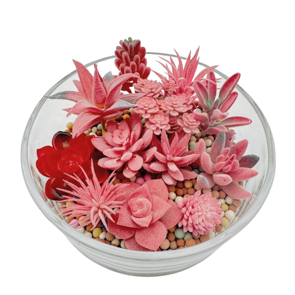 Urier Deep Pink 12 Pieces Fake Succulent Plant,Mini Artificial Succulents,Artificial Air Plants That Look Real,Plastic Plant For Garden & Outdoor Home Décor (Deep Pink)