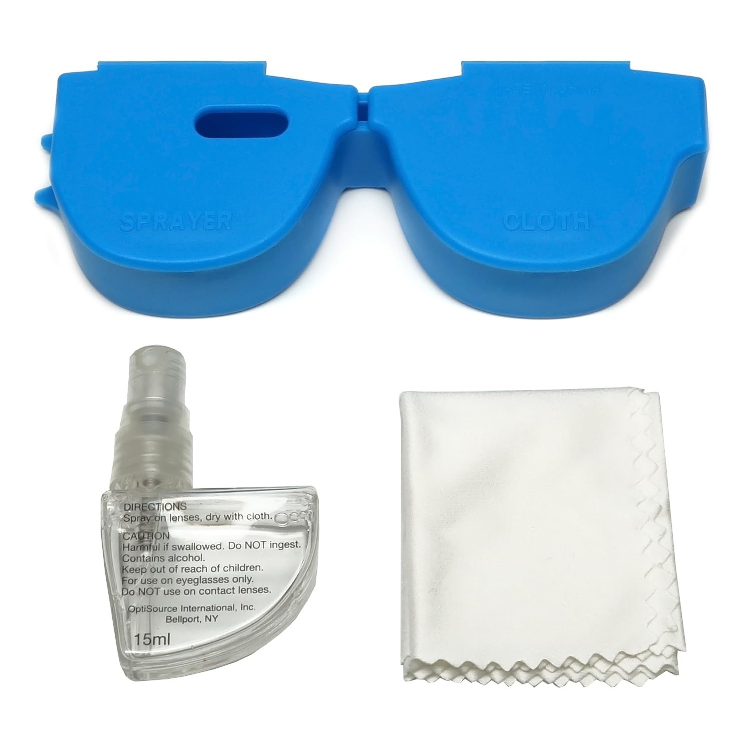 Calabria Kool Klean - Juego de 12 limpiadores de lentes para gafas, color rosa, azul, verde, negro, 15 ml, paño de limpieza de microfibra