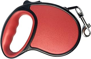 Correa para perros retractable correa de paseo para mascotas para perros o gatos ligera y sin enredos, correa con freno de una mano, color rojo, 3 m/9,8 pies