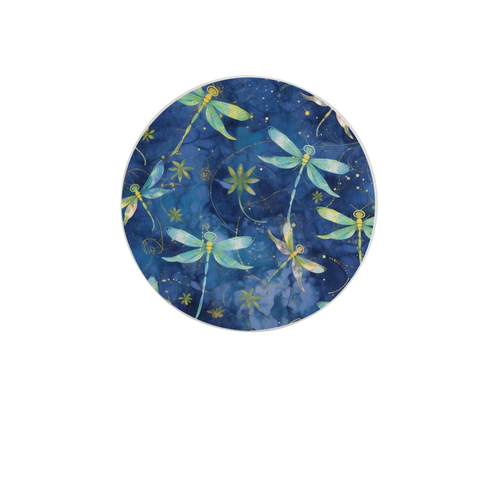 Blue Dragonfly Absorbent Drink Coasters Diatomaceous Round Coaster 4 Inch Reusable Cup Coasters Set 4pc