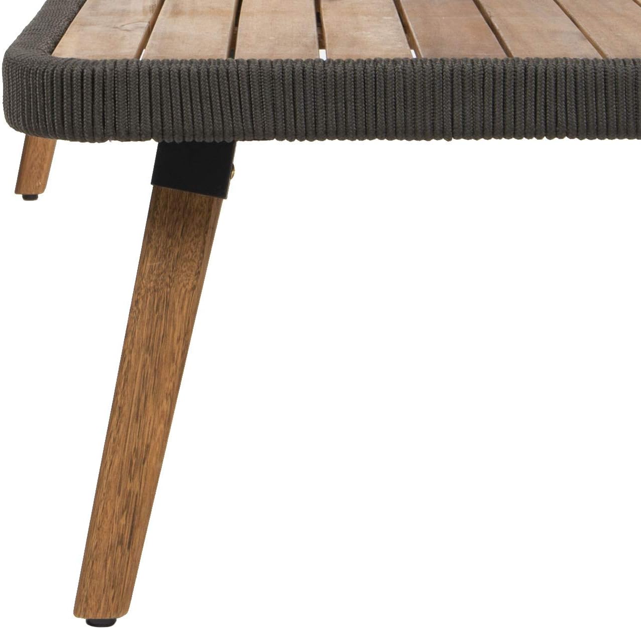SAFAVIEH Outdoor - Raldin Dark Grey Rope 4-Piece Patio Set, Eucalyptus Wood Conversation Set with Cushions, Outdoor Sofa, Chairs & Coffee Table (PAT7049A)