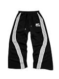 Men's Y2k Graphic Baggy Sweatpants Wide Leg Striped Open Bottom Drawstring Sweatpants