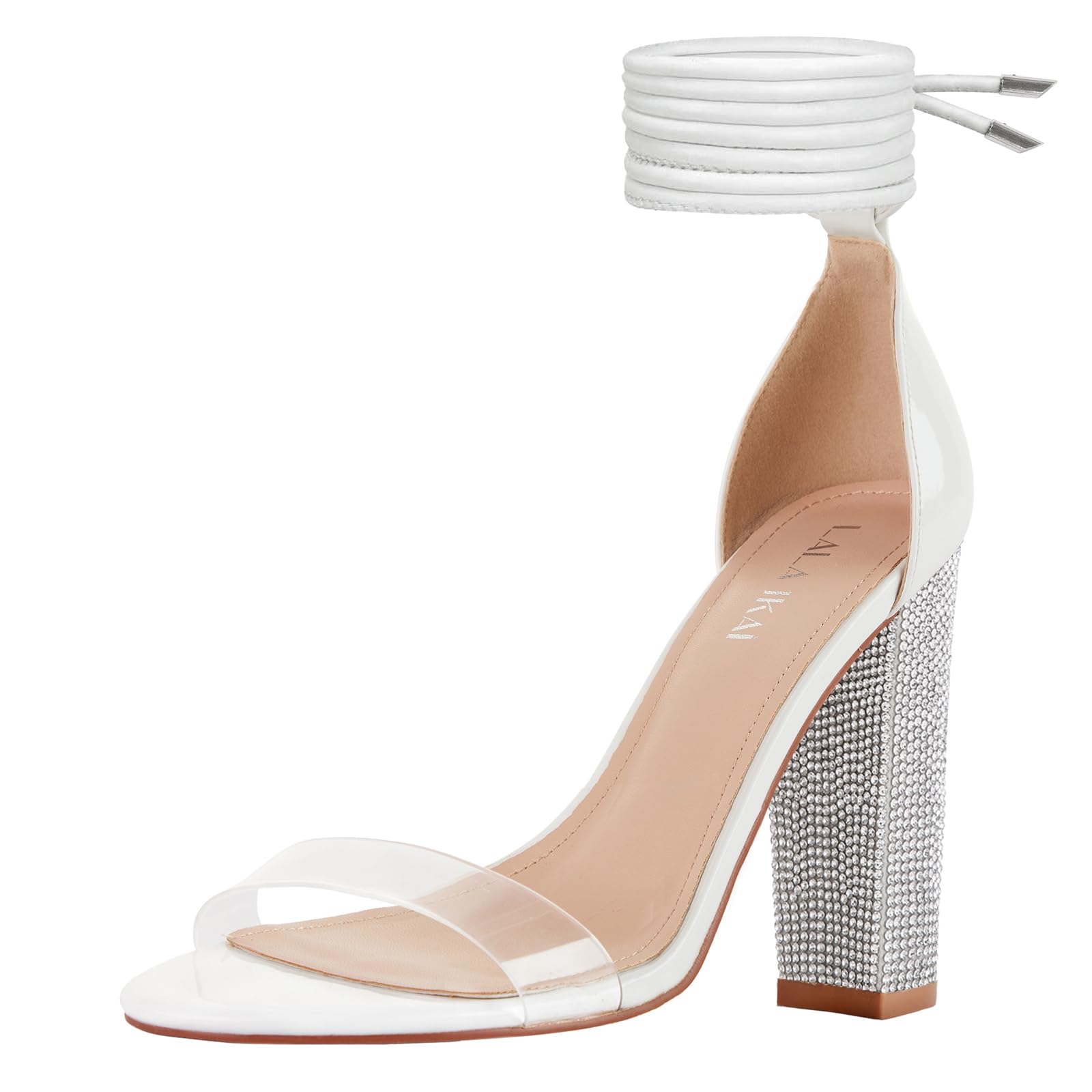 Women's High Heels Chunky Heels Sandals for Women Comfy Open Toe Strappy Rhinestone Heeled Sandals White Silver Gold Black Ankle Clear Heels for Party Wedding
