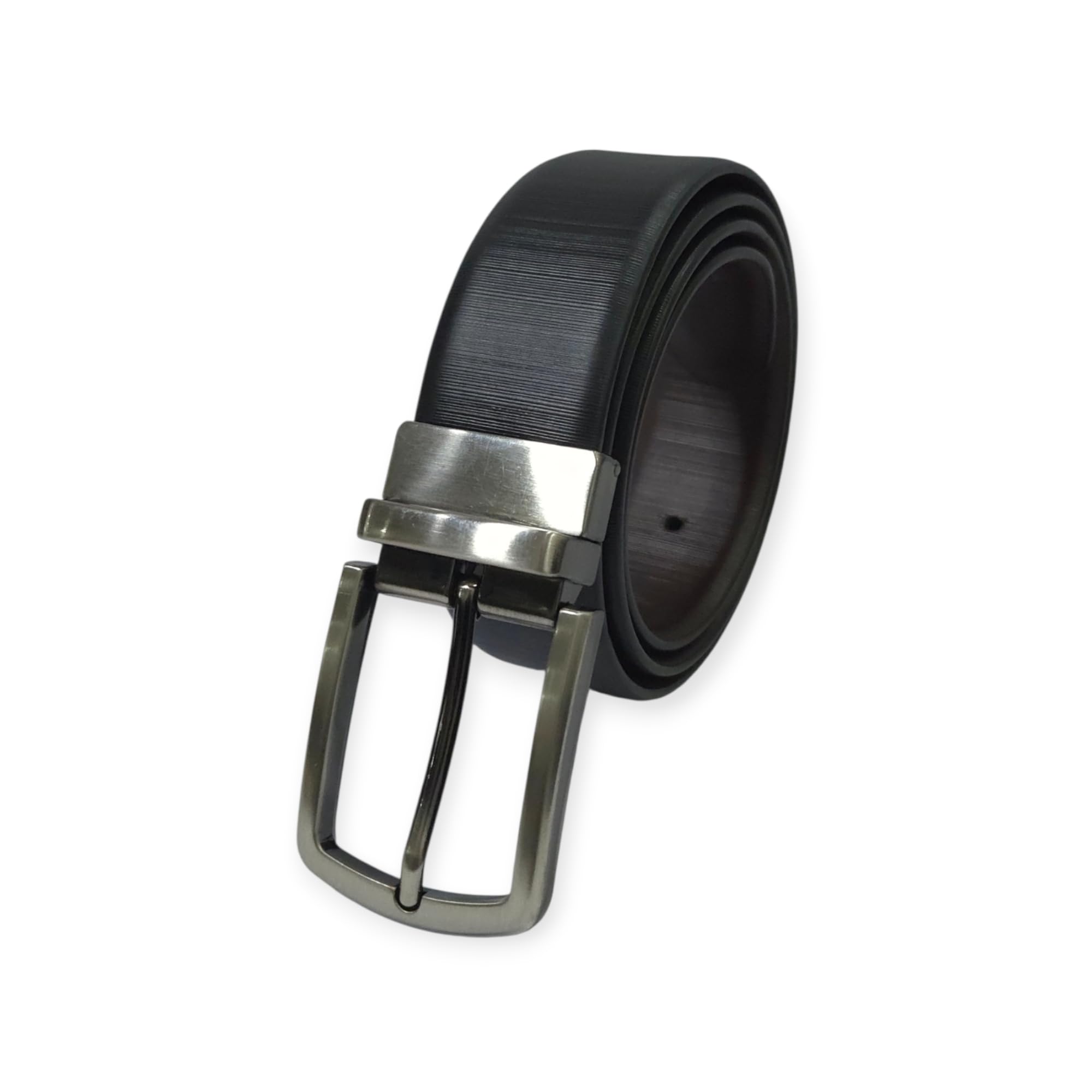 Men's Reversible Genuine Leather Formal Belt, Black/Brown-picture-46