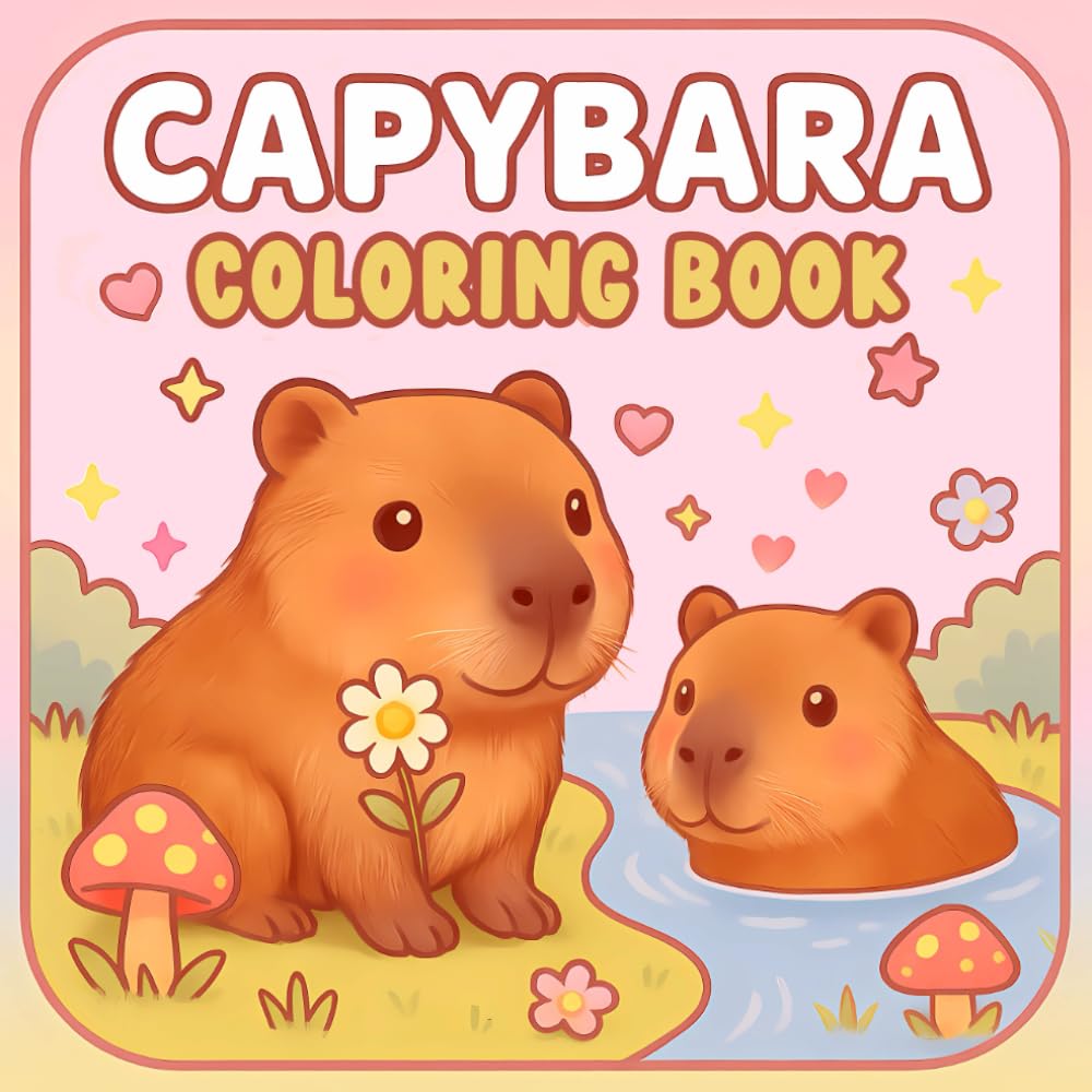 Capybara Coloring Book: Kawaii and Easy Illustrations for Capybara Lovers