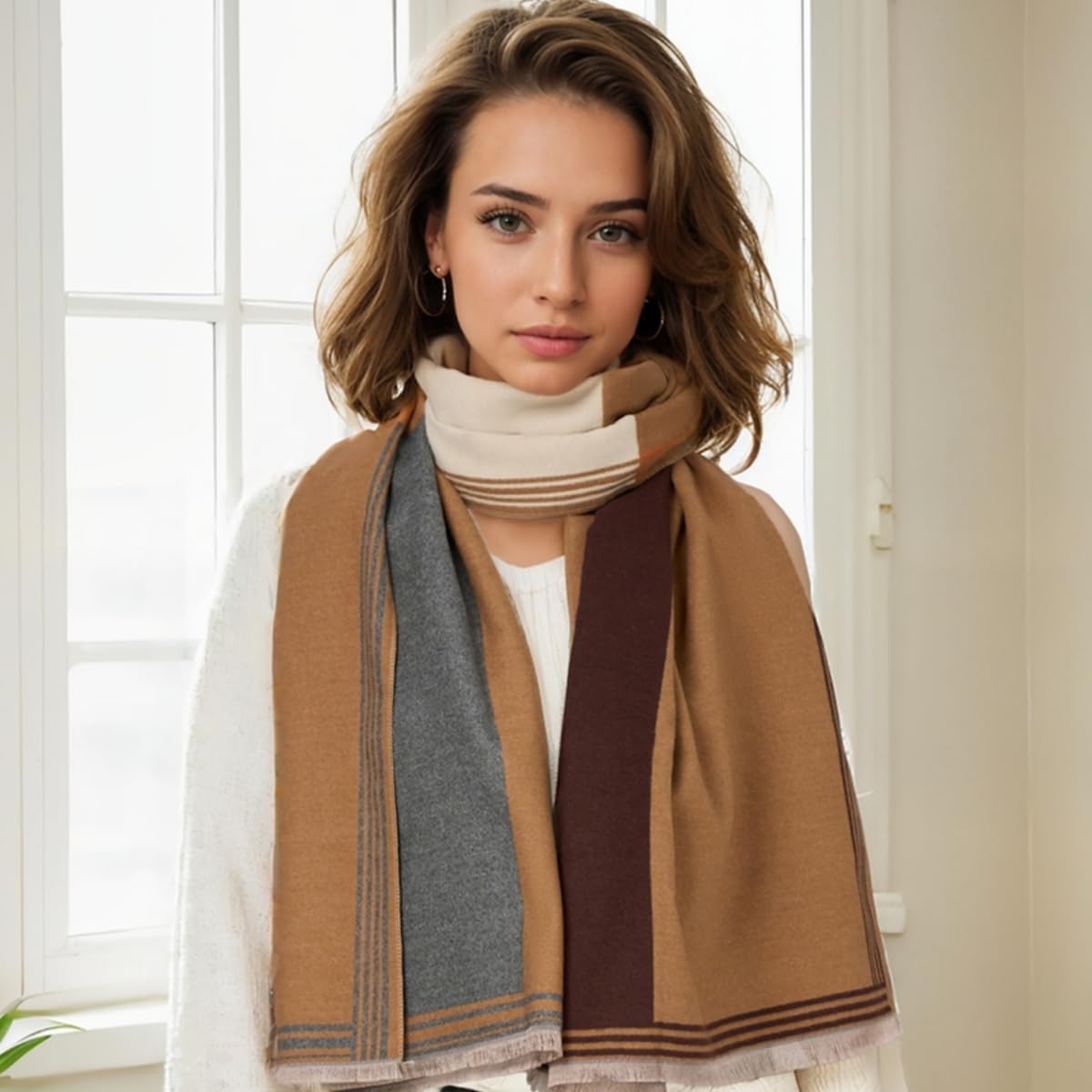 Winter Scarf for Women Dressy Evening Pashmina Shawl Wraps Open Front Poncho Blanket Fashion Travel Shawls Cape Wrap - Image 2