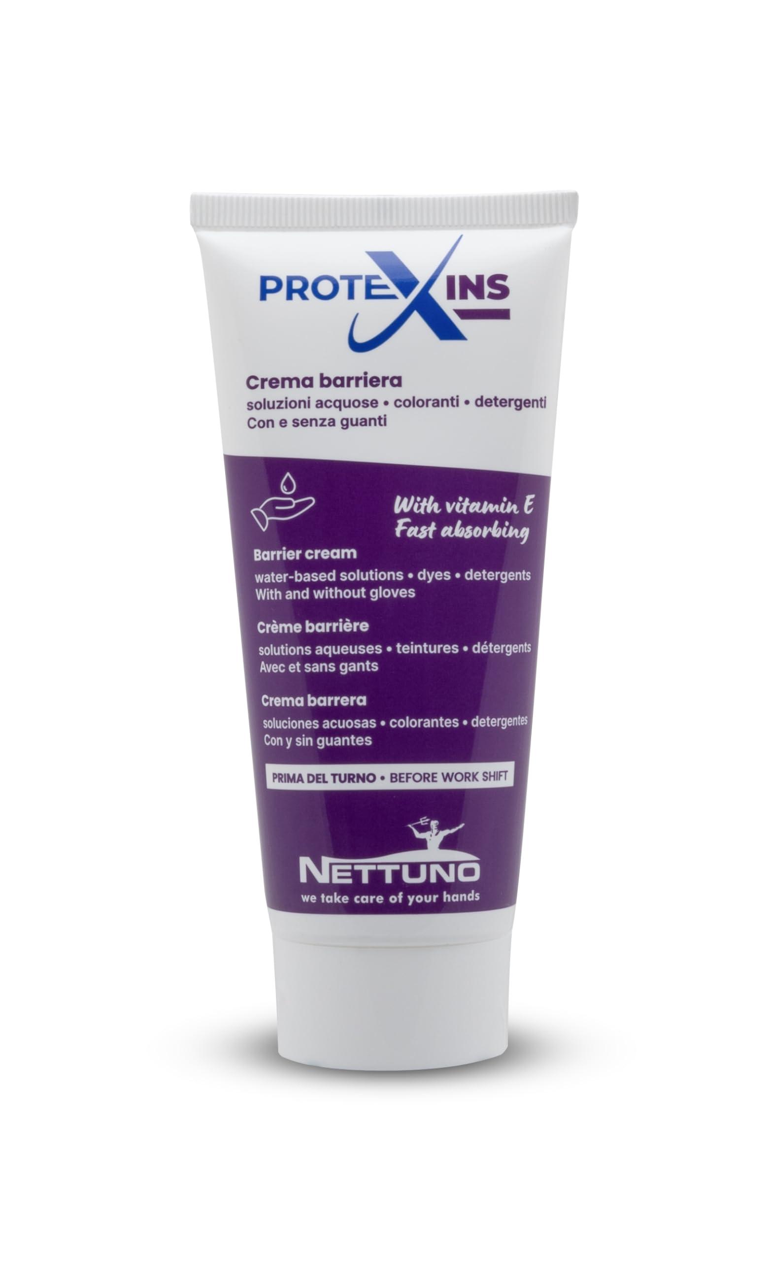 NETTUNO - Protexins Plus da 100 ml crema barriera protettiva per mani contro sostanze a base acquosa. Insolubile in acqua. (3)