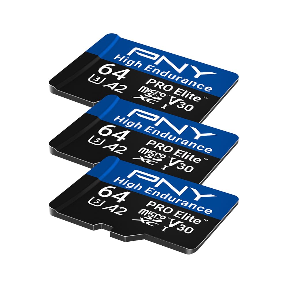 PNY 3x 64GB PRO Elite High Endurance C10 U3 V30 microSDXC Scheda di Memoria