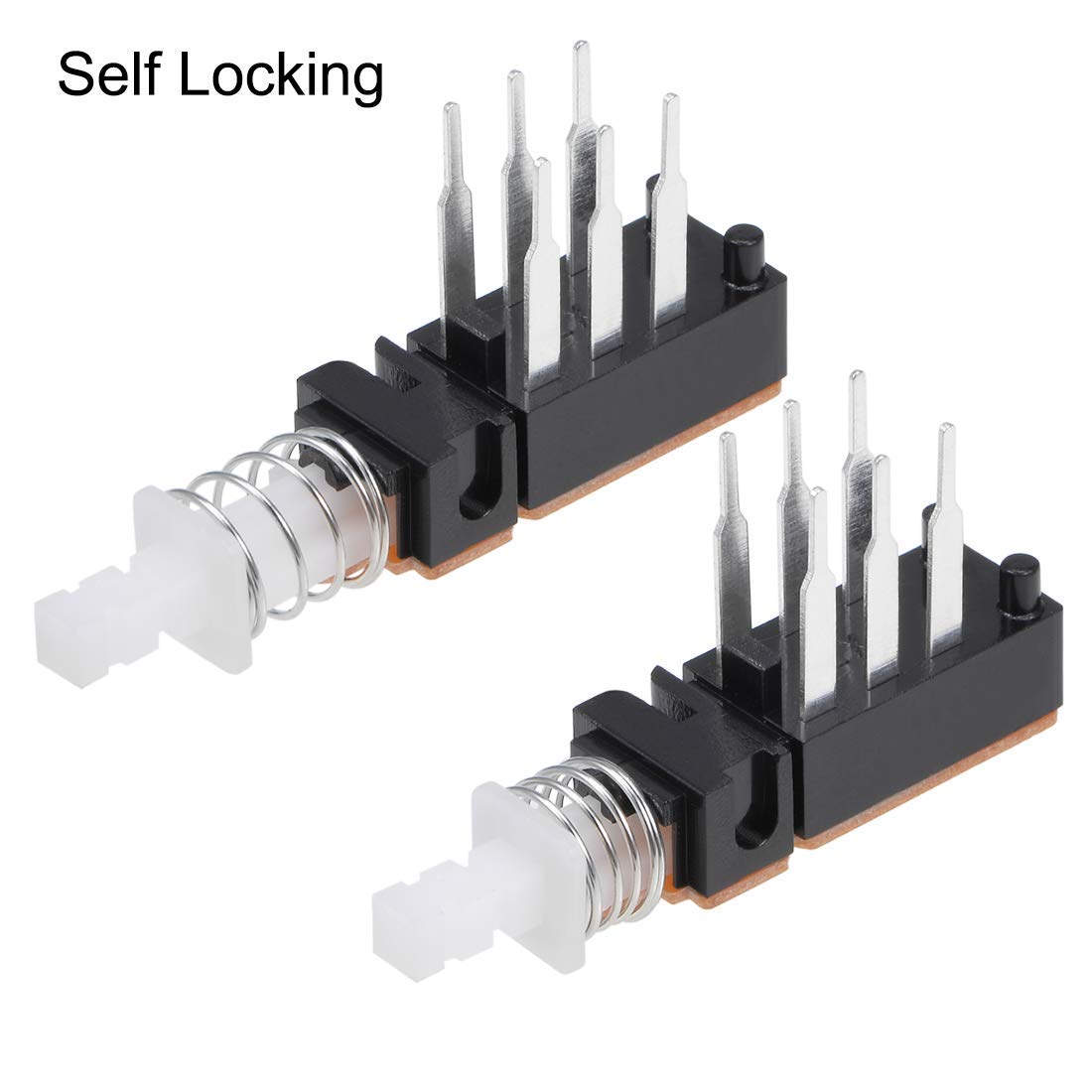 Commutateur à bouton-poussoir DPDT 6 broches 1 position autobloquant noir 2pcs
