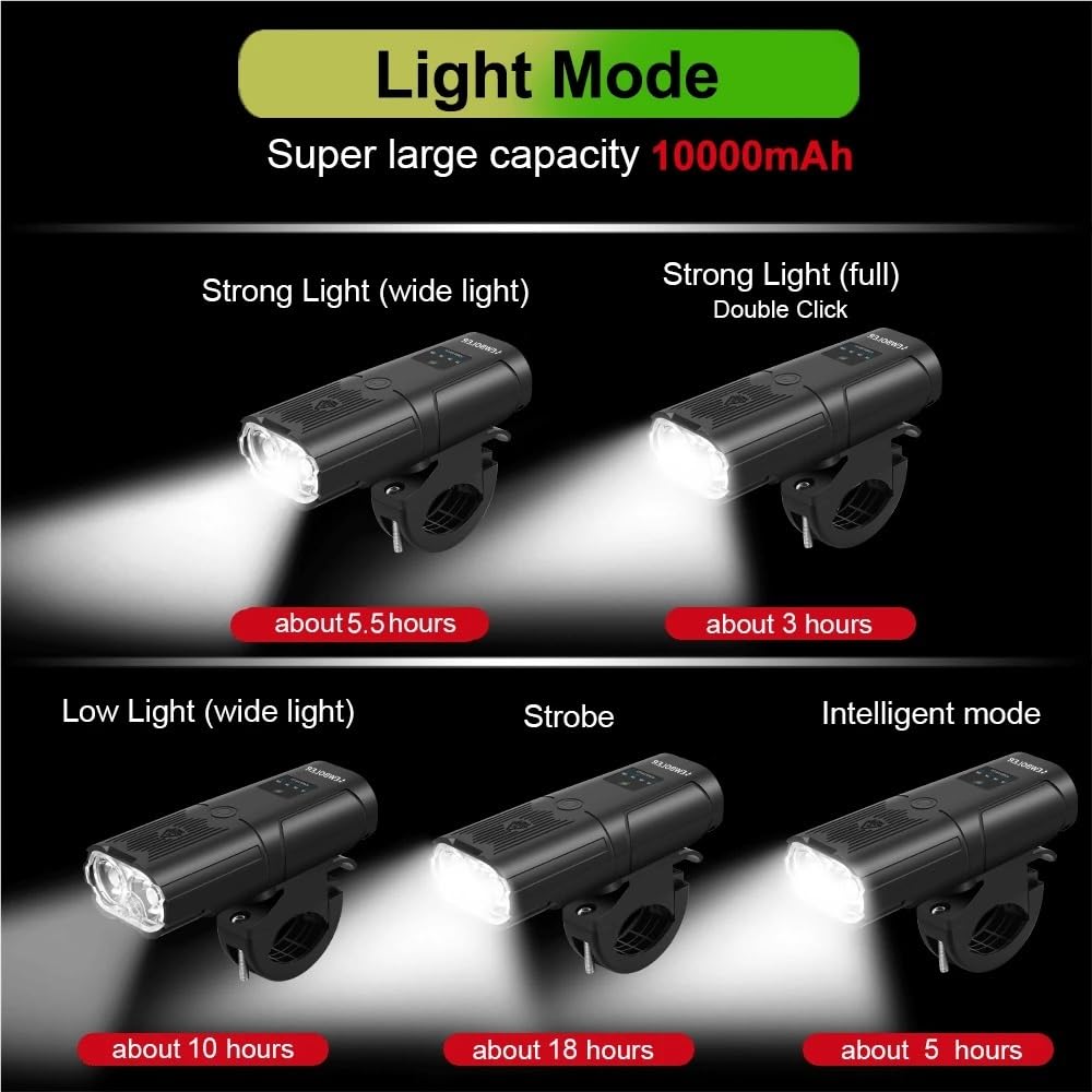 Inteligentne światło rowerowe przednie 10000mAh światło rowerowe 6000 lumenów wodoodporna lampa USB do ładowania MTB Road Cycling akcesoria rowerowe(011 set 3)
