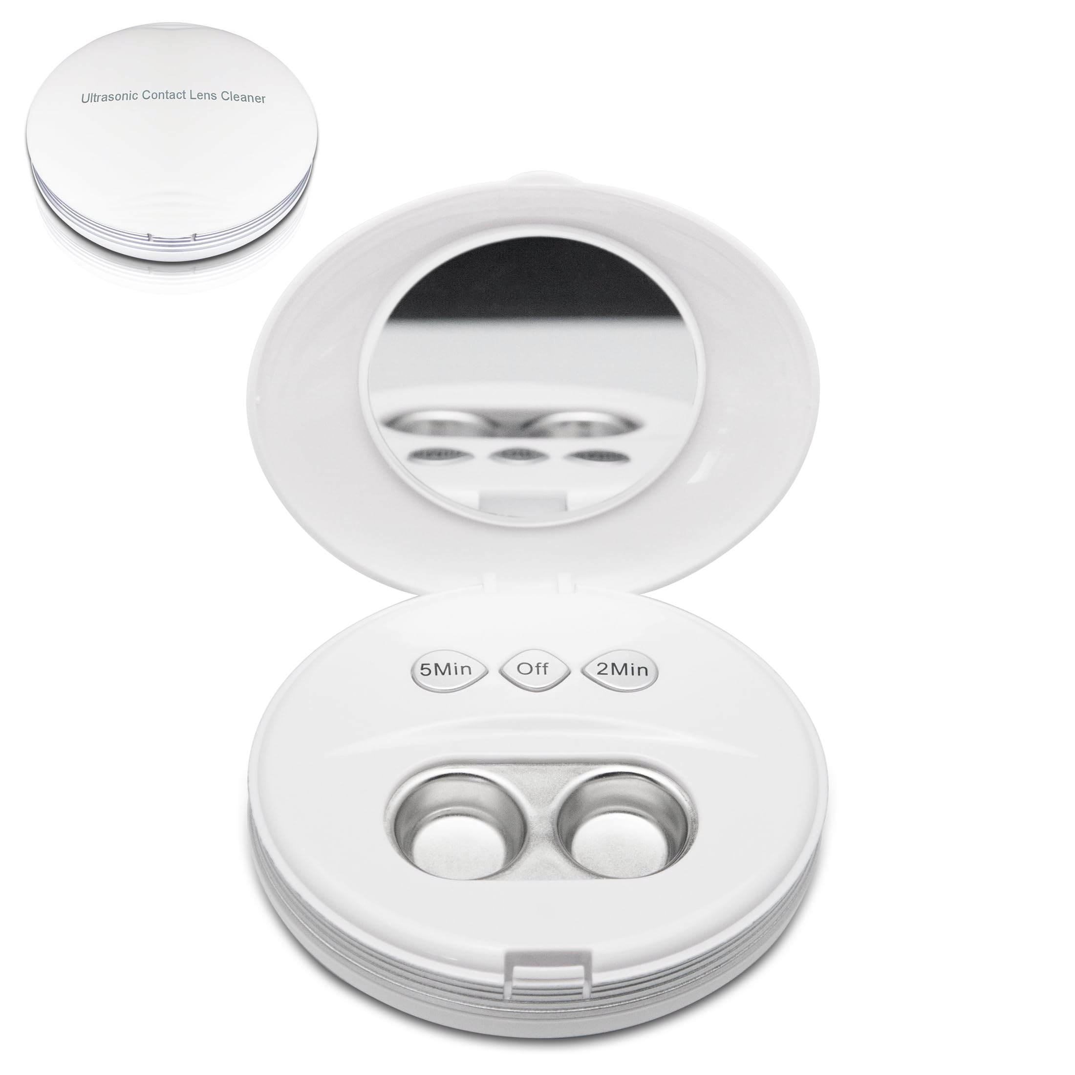 Ultrasonic Contact Lens Cleaner Rechargeable Eye Contact Cleaner with Vanity Mirror Compact Contact Lens Cleaner with Two Cleaning Modes Fits Hard, Soft, Multicolor Contact Lens