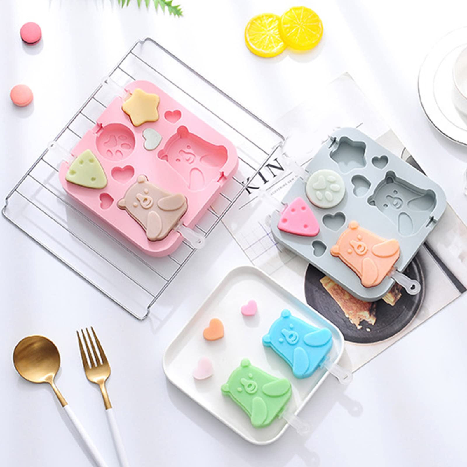 Moldes for paletas de hielo de silicona for moldes de paletas Juego de moldes for paletas de hielo for purés Moldes for helados con cubierta,Moldes para helados(A)