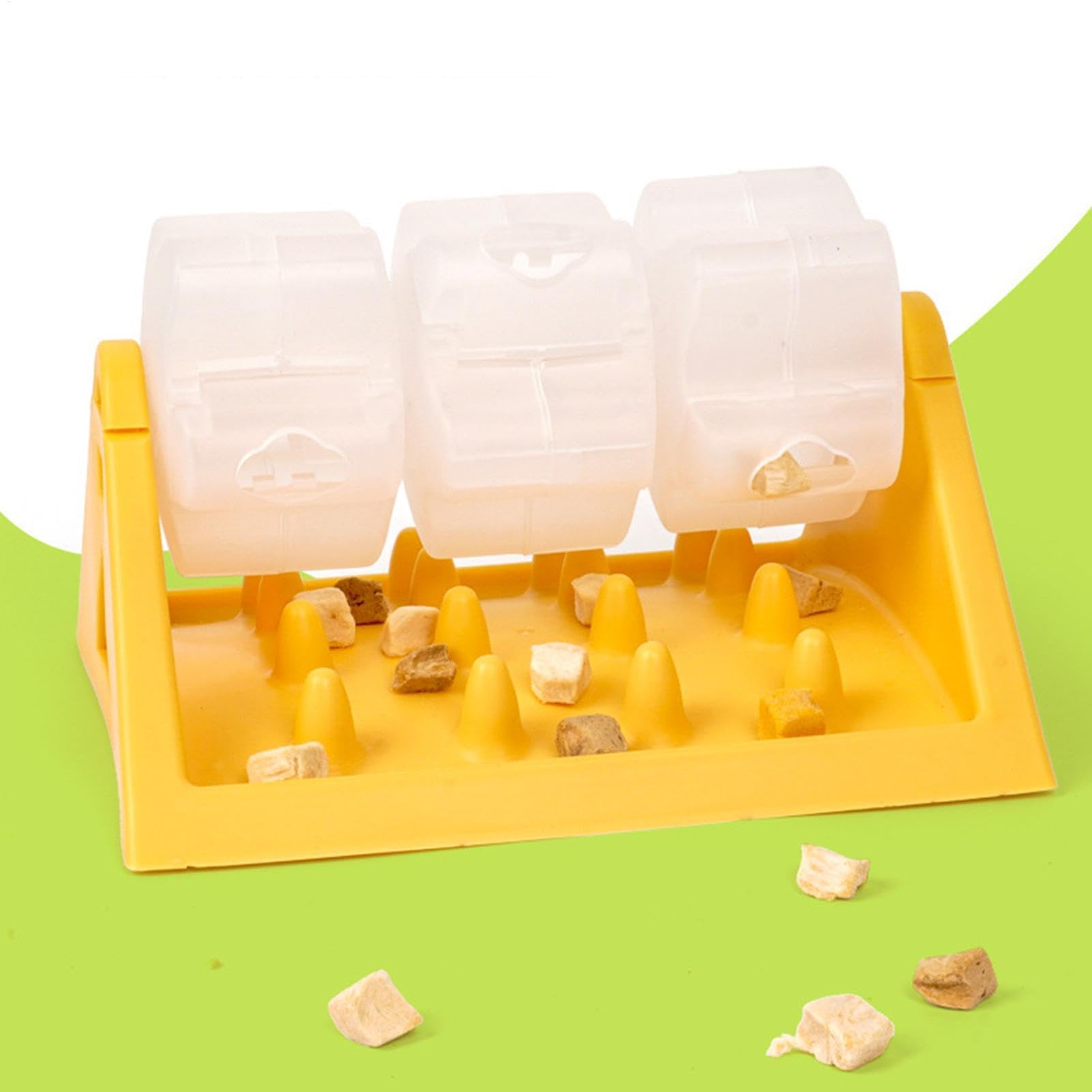 karmnik dla kotów, Zabawka-powolny podajnik karmy dla psa, zabawka-puzzle do dozowania smakołyków, interaktywna nauki i treningu, regulowany, obrotowy spowalniający(Yellow)