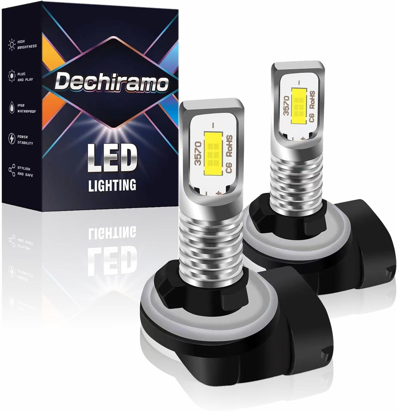 Compatible for Kubota RTV400 RTV500 RTV900 RTV1100 RTV1140 bulbs;881,886,894 Fog Light Bulbs, Bright 80w 6500K White light, Plug and Play,2-Pack