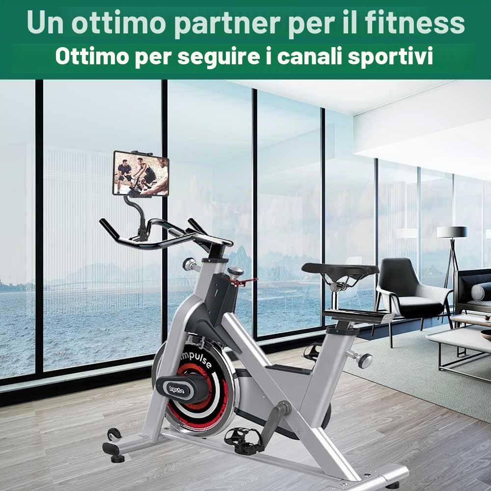Supporto Tablet Cyclette Bici per 4-13" Tablet Cellulare, Universale Collo Oca Porta Tablet Spinning Bicicletta per iPad Pro Air Mini, iPhone, Samsung Tab, Kindle Fire, iPhone, Smartphone etc