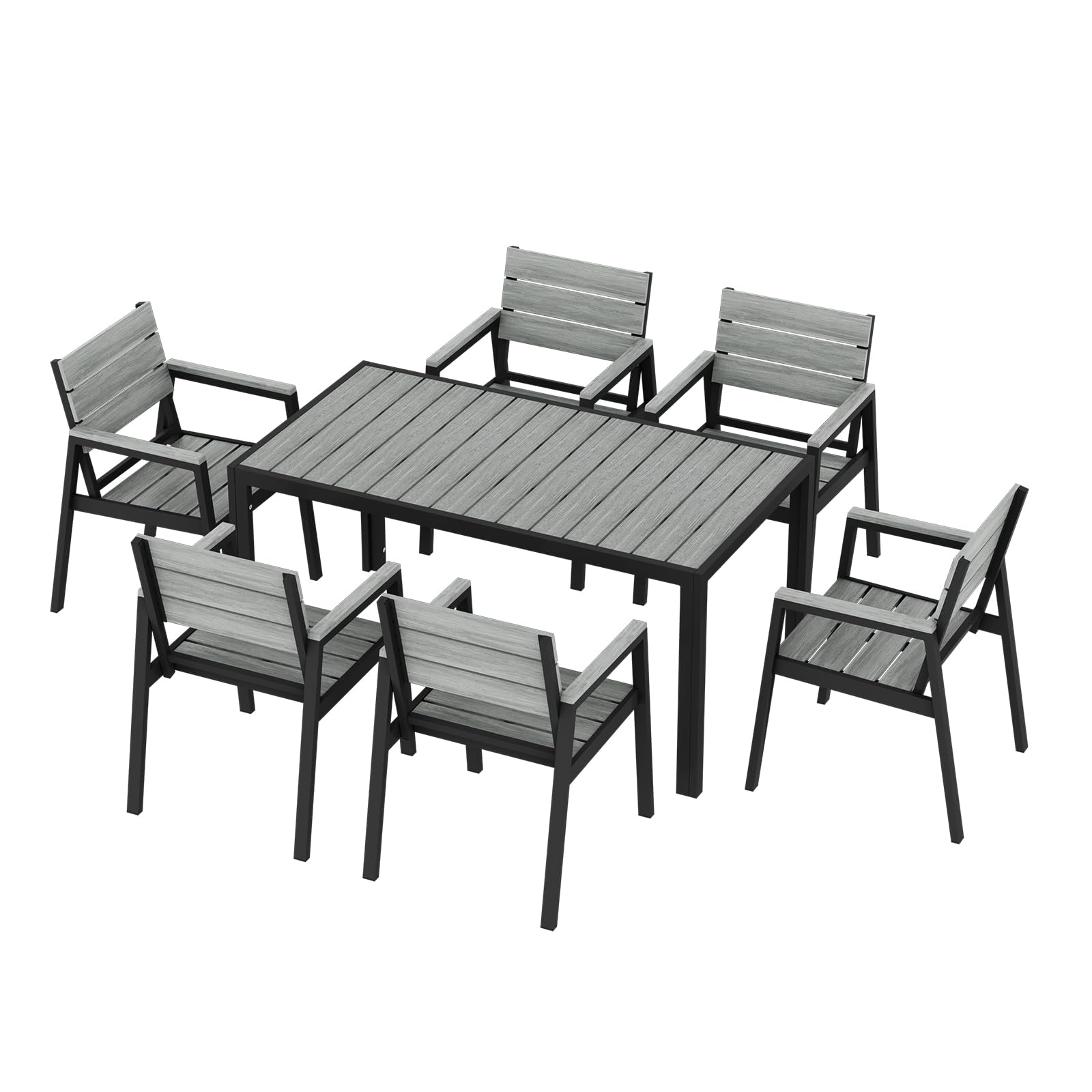 JUMMICO Gartenmöbel Set aus mit Holzoptik, Wetterfestes Terrassenmöbel in 150cm oder 189cm für 6-8 Personen, Stabiles Set für Balkon und Garten