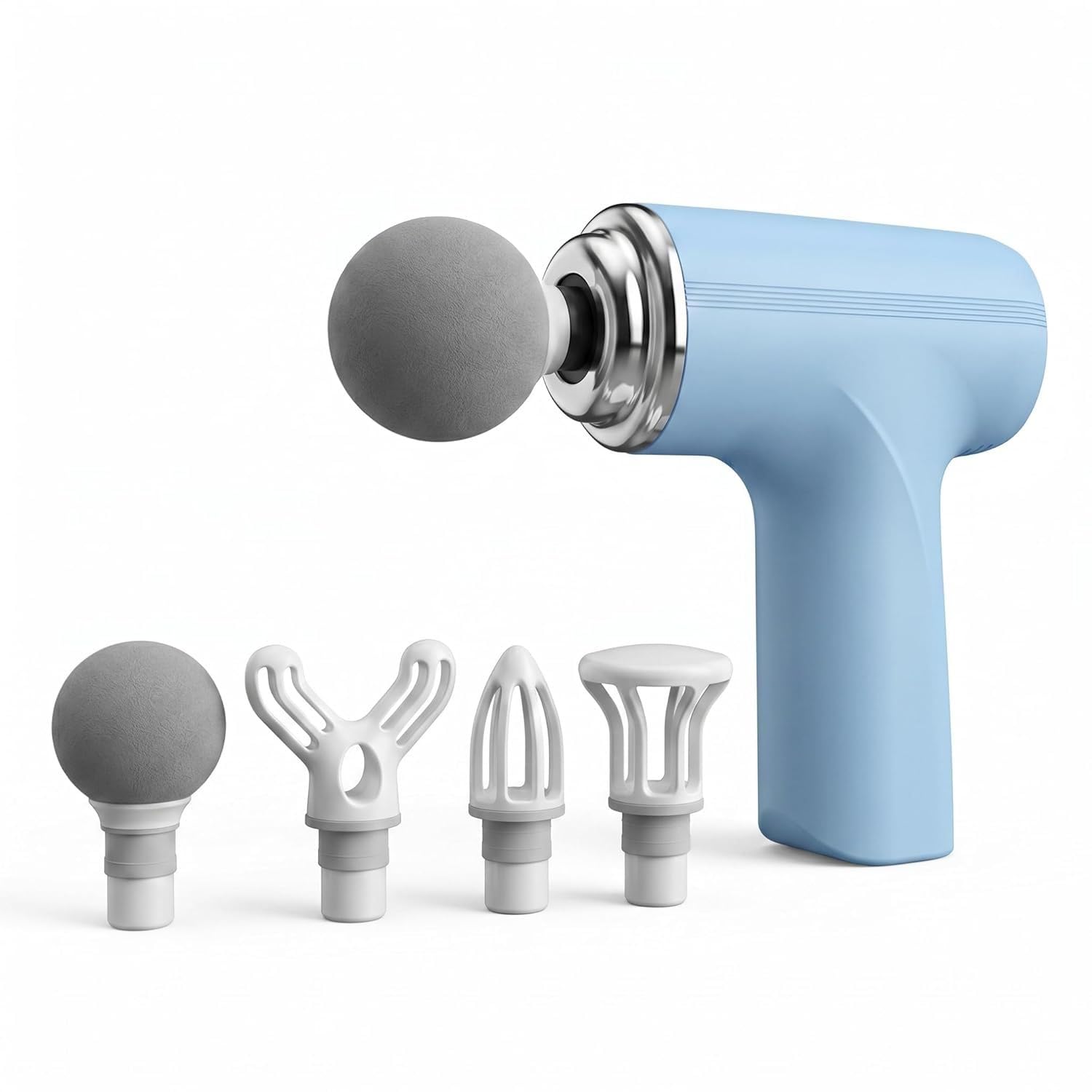 Compact Electric Massage Gun | Mini Handheld Muscle Massage Device | 6 Speed Intensity Control | 4 Massage Heads | Rechargeable Type-C Body Massager for Men & Women | Sky Blue-image-9