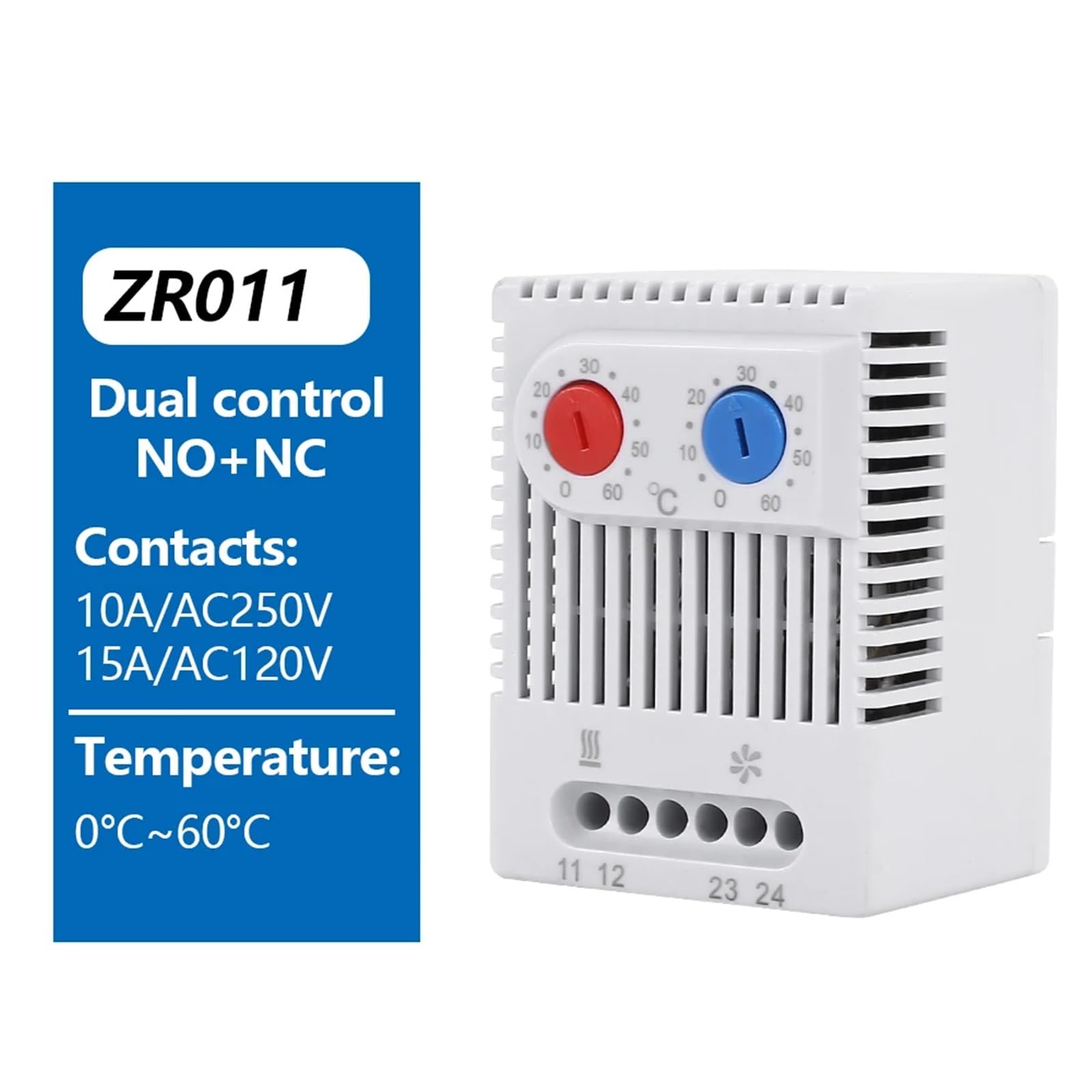 1 pz KTO011 KTS011 ZRO011 DIN rail mini termostato bimetallico compatto Regolatore di temperatura meccanico Normalmente aperto Normalmente chiuso(ZR011 heat and Cool)