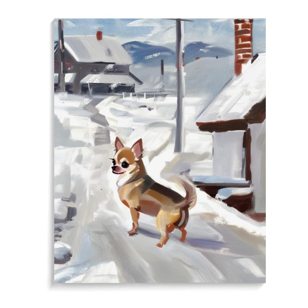 Paint by Numbers for Adults Beginners Chihuahua Dog Gift Birthday Anniversary or Any Festival. DIY Acrylic Painting Kit for Room Decor Canvas 16x20inch(40x50cm) Frameless