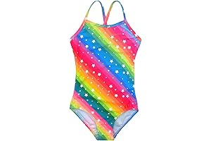 Girls' Vibrant Rainbow Bathing Suit: Shimmering Summer Style