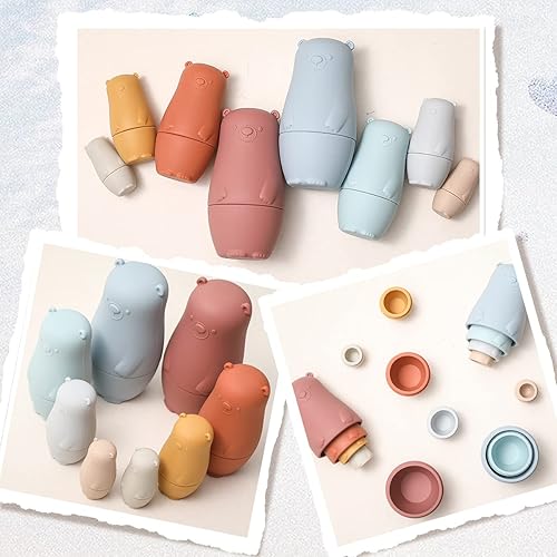 Miniatura 4 de Muñecas de anidación | Muñecas rusas de silicona para niños pequeños | Muñeca Matryoshka Montessori Juguete educativo | Juguetes de muñeca anidable