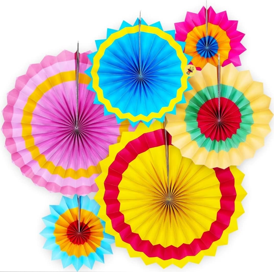 Atpata Funky Paper Fans for Party Wall Decor and Backdrop (Set of 6 Pcs.) (Festive) 1