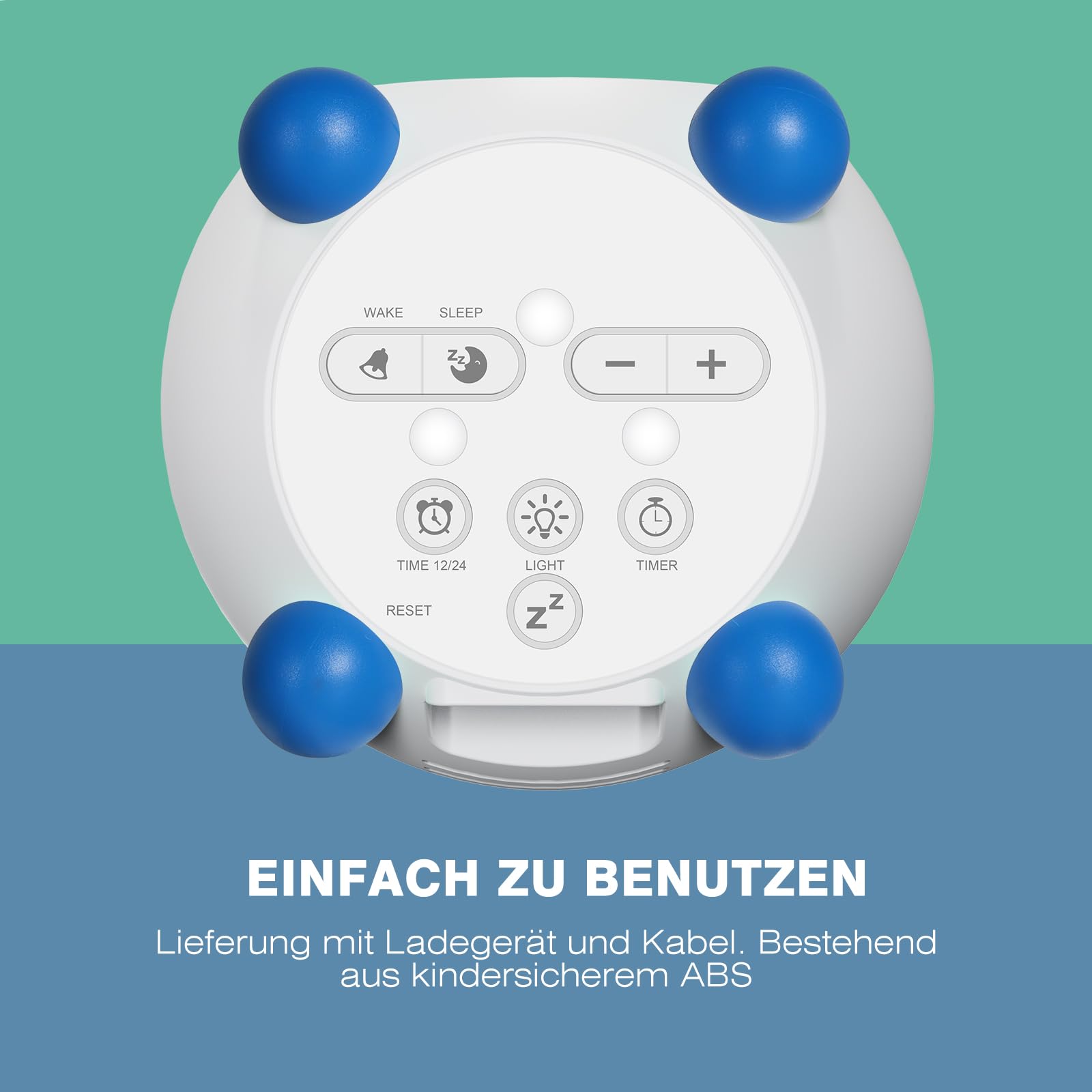 I·CODE Kinder Wecker, Lichtwecker Kinder Mit Abschaltautomatik &Wake Up Light, Schlaftrainer Klein Jungen Mädchen Teens (Blau)