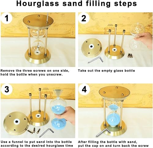 Miniatura 7 de Temporizador de arena para bricolaje, reloj de arena vacío para ceremonia de arena de boda, juego de vidrio de 9.1 pulgadas, reloj de arena vintage,