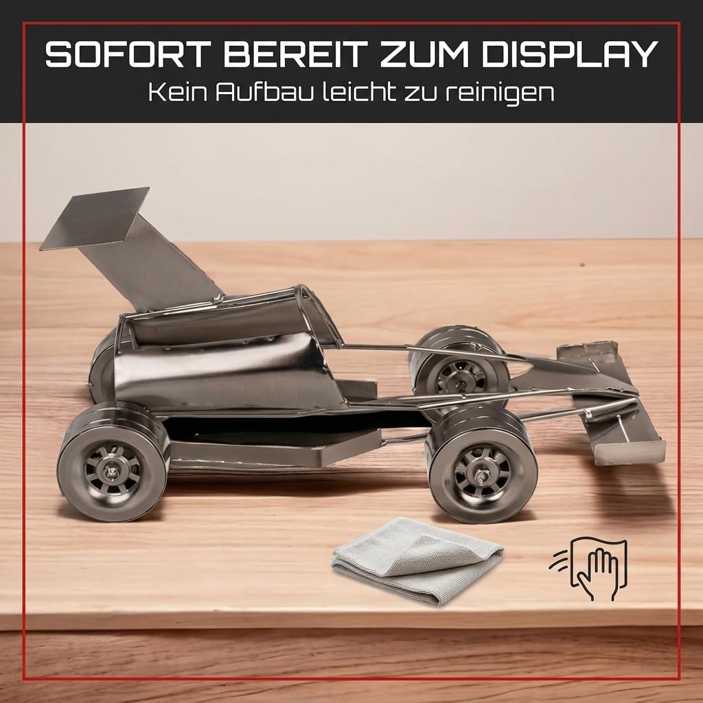 MIJOMA Porte-bouteille de vin voiture de course en métal - Décoration élégante pour cuisine et salon - Argenté - 30 x 13 x 13 cm - Idéal pour les amateurs de vin, MIJ-84980