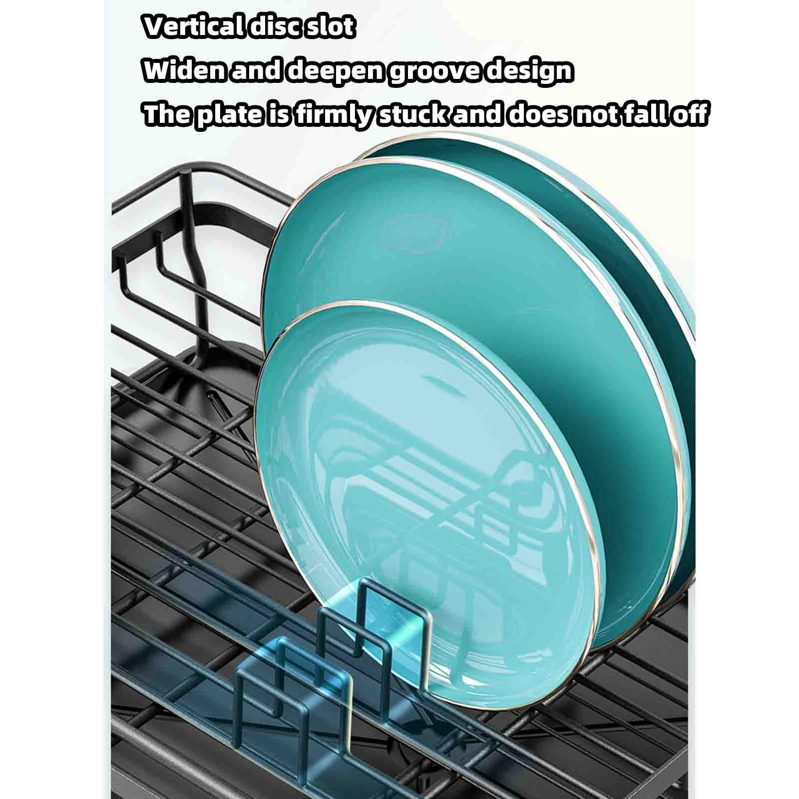 Scolapiatti, scolapiatti sopra Il lavello, scolapiatti con vaschetta raccogligocce, beccuccio Girevole, cestello portaposate salvaspazio con vaschetta per l'acqua, portabicchieri r