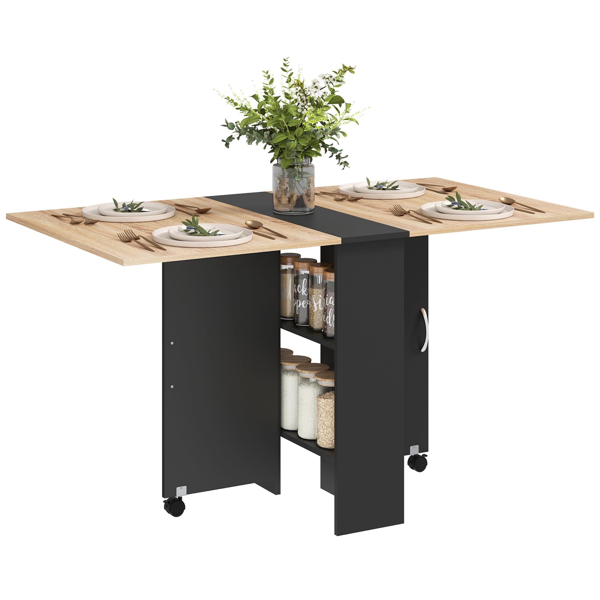 HOMCOM Table De Cuisine Pliante En Bois Massif Pour Petits Espaces