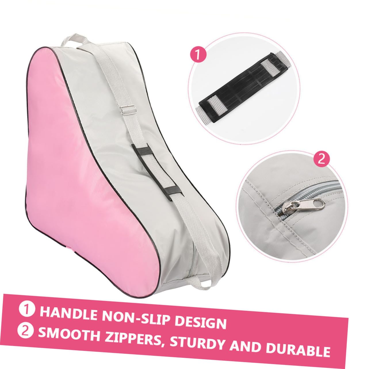 Kisangel Borsa Pattini Rotelle a Mano Triangolare Rosa 2 Pezzi | Pattini da Ghiaccio e Roller, Formato Pratico, Adatta a Molte Occasioni, Design Compatto