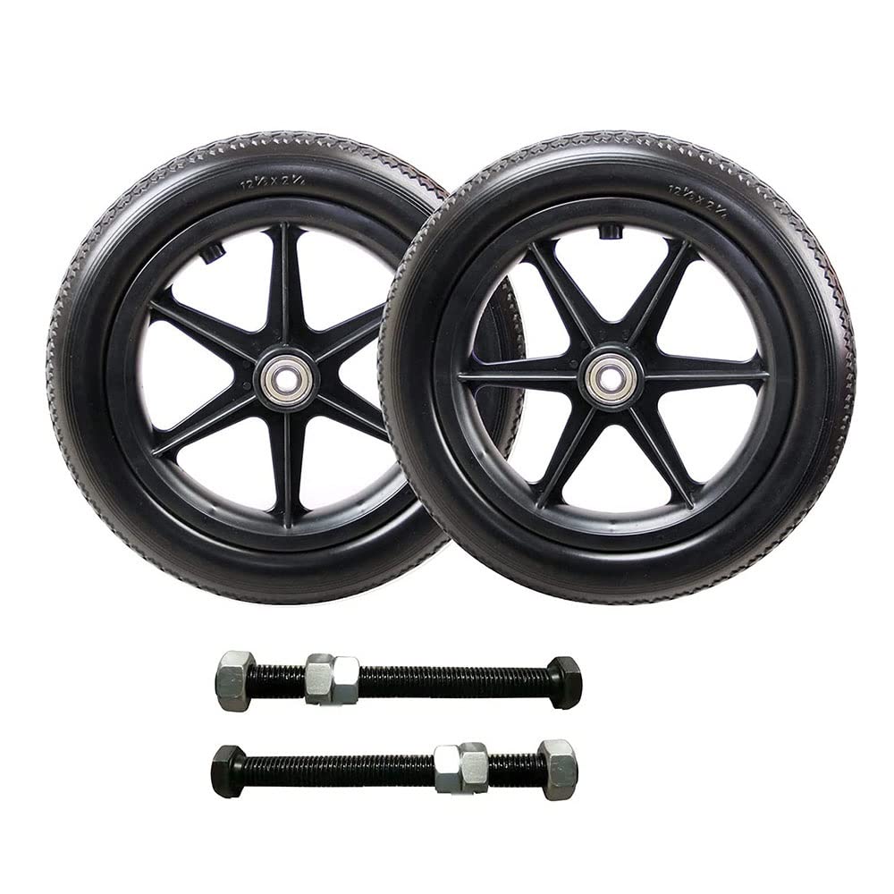 ANSNOW2 Pieces Wheelchair Wheels, Wheel Replacement Rearers, Wheel Replacement Parts for Wheelchairs, Rollators, Walkers, Anti-Slip Rubber Wheels/Black