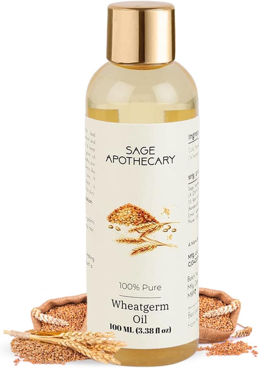 Sage Apothecary Pure & Natural Wheatgerm Oil for Skin, Hair, Face & Body Care - 100 ml