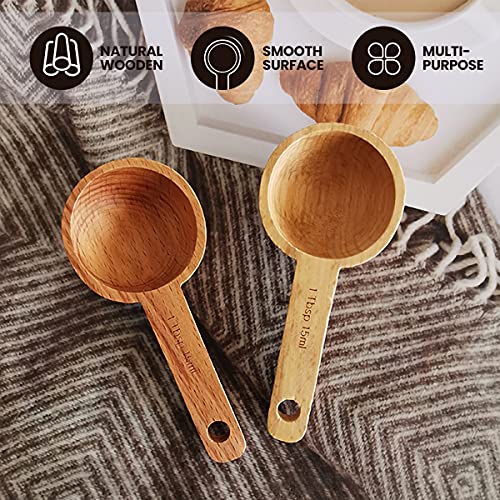 Mess Löffel, Kaffeelöffel aus Holz in Walnuss, Kaffeelöffel aus Holz zum Messen von Kaffeebohnen, gemahlenen Bohnen oder Tee, Küchenzubehör für zu Hause Kaffeeportionierer - 1 Tbsp, 15ml