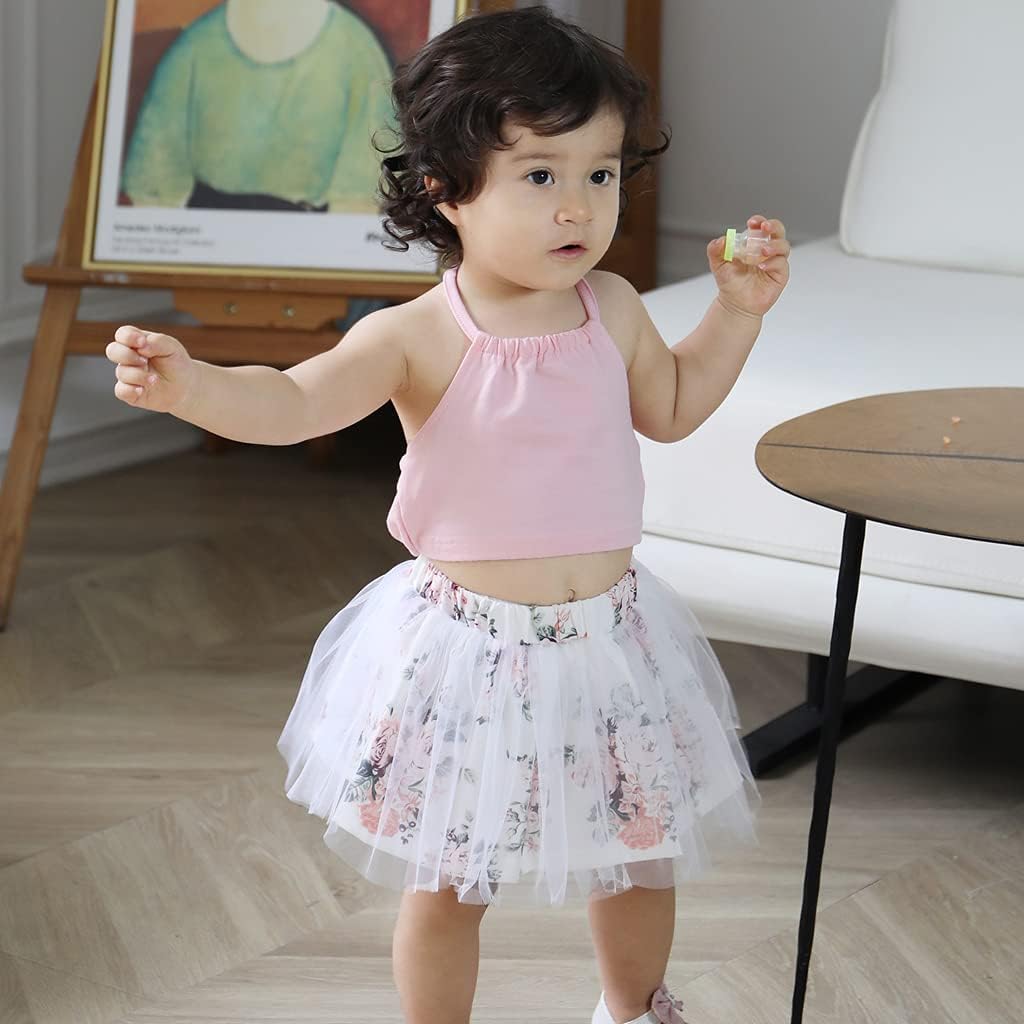Newborn Baby Girl Skirt Sets Sleeveless Tops and Floral Ruffle Tutu Dress Infant Toddler Clothes Princess Summer Outfits: Clothing, Shoes & Jewelry