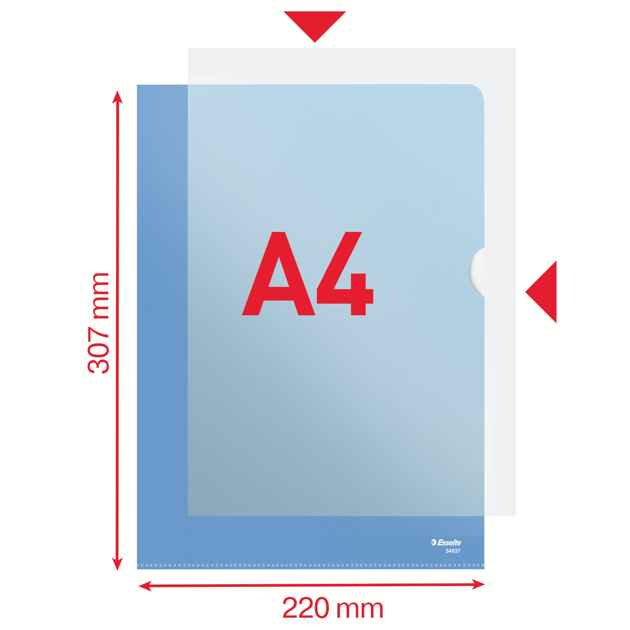 Esselte Buste L Deluxe, in PPL Antiriflesso, per Archiviare e Conservare Documenti in Formato A4, Confezione da 100 Buste Blu Trasparenti, 54837