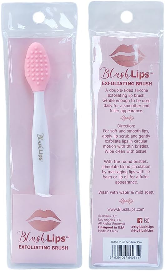 A Double-Sided Silicone Exfoliating Soft Lip Brush Applicator Wand Tool For Plump Smoother Fuller Lip Appearance (Pink)