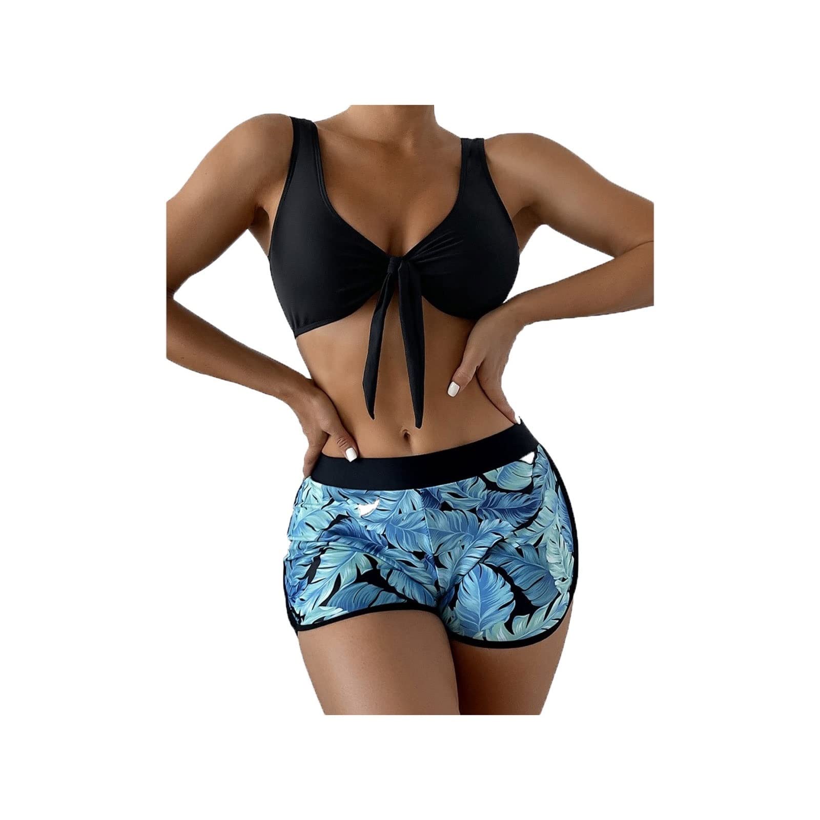 HJLIKE Women Bathing Suits Sexy Bikini Set Swimsuit Women Swimwear Push Up Bikini Set Knot Bathing Suit Summer Beach Wear Swimming Suit (Color : Black, Size : M)