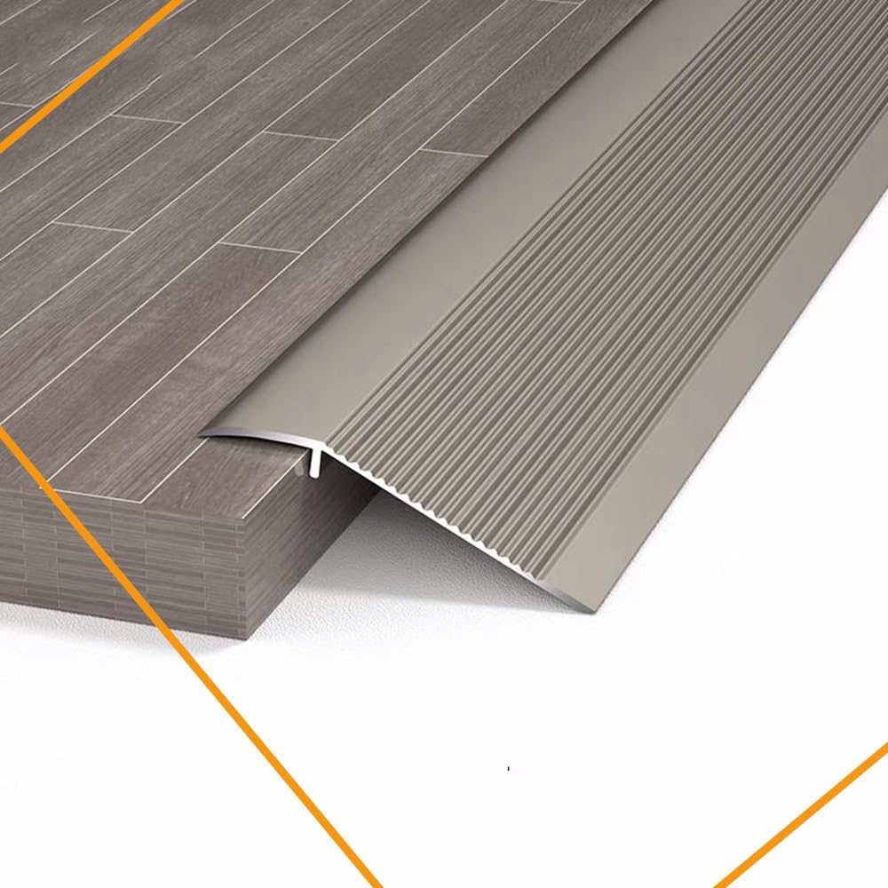 Threshold Ramps for Doorways, Aluminum Floor Transition Strip 35.4in Flooring Transitions, Threshold Reducer Strips for Wood Floors/Tile/Wheelchair(Bronze)