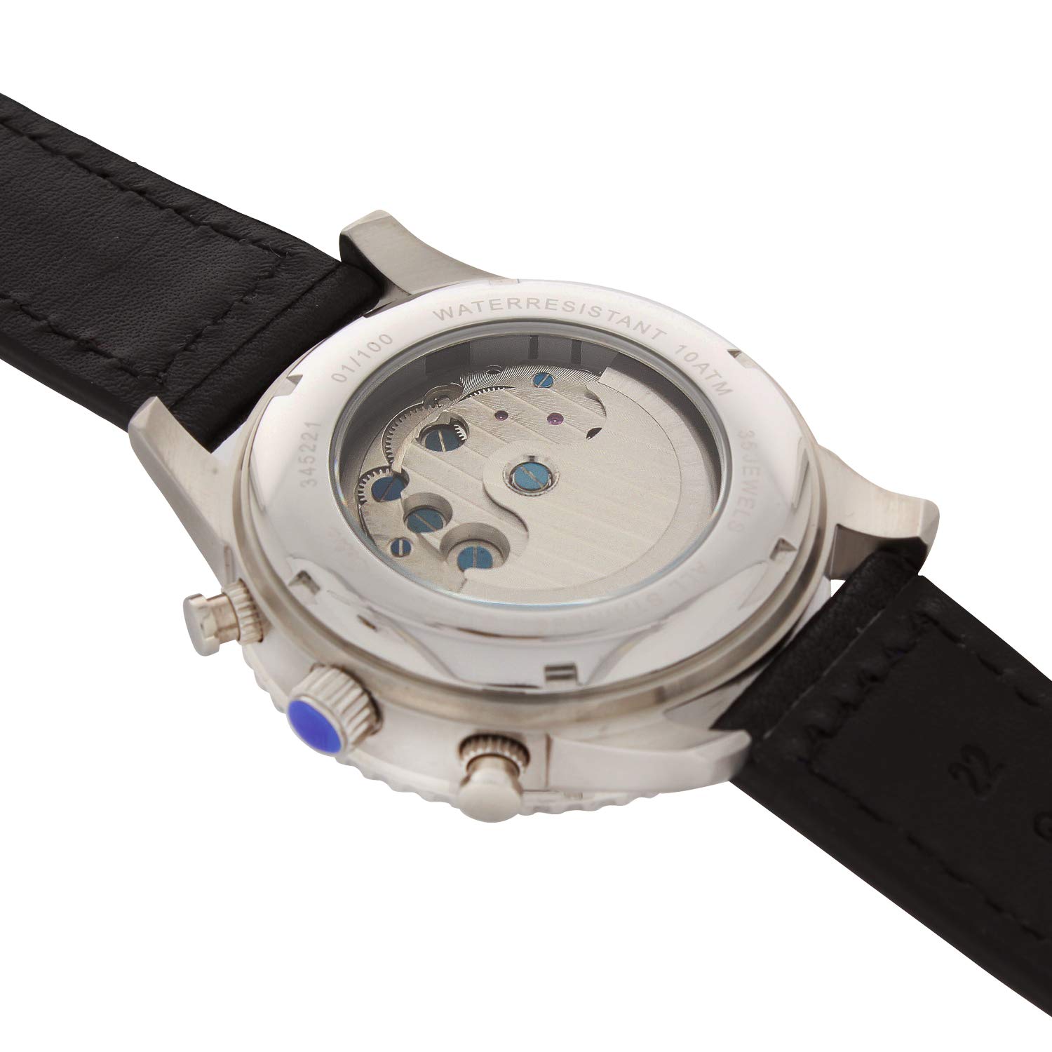 SELVA Orologio da polso da uomo 'Vito' - Automatico - Unruh aperto - Acciaio inossidabile - Nero - Confezione regalo fornita, cinghia