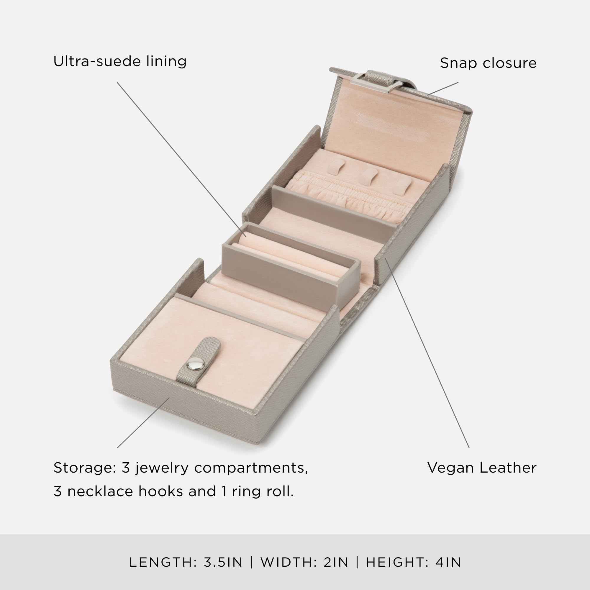 Amazon.com: WOLF Heritage Fold-Out Jewelry Box, Pewter Saffiano
